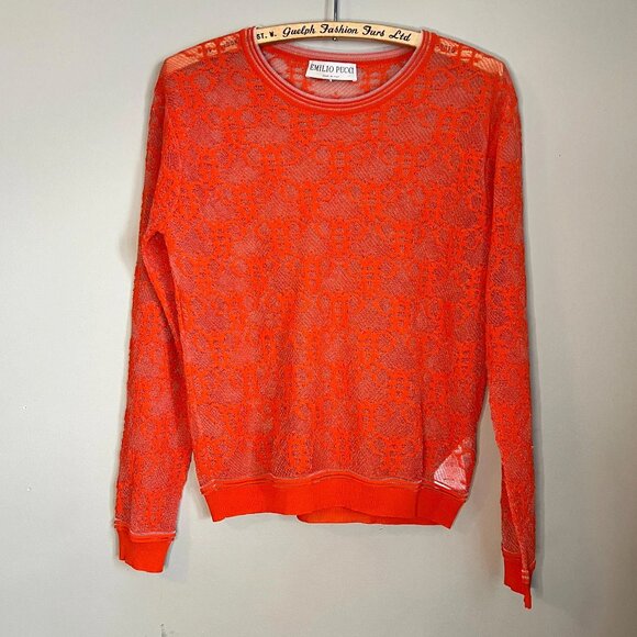 Emilio Pucci Mesh Bee Pattern long sleeve top - Picture 1 of 5